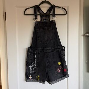 GAP black denim overall shorts